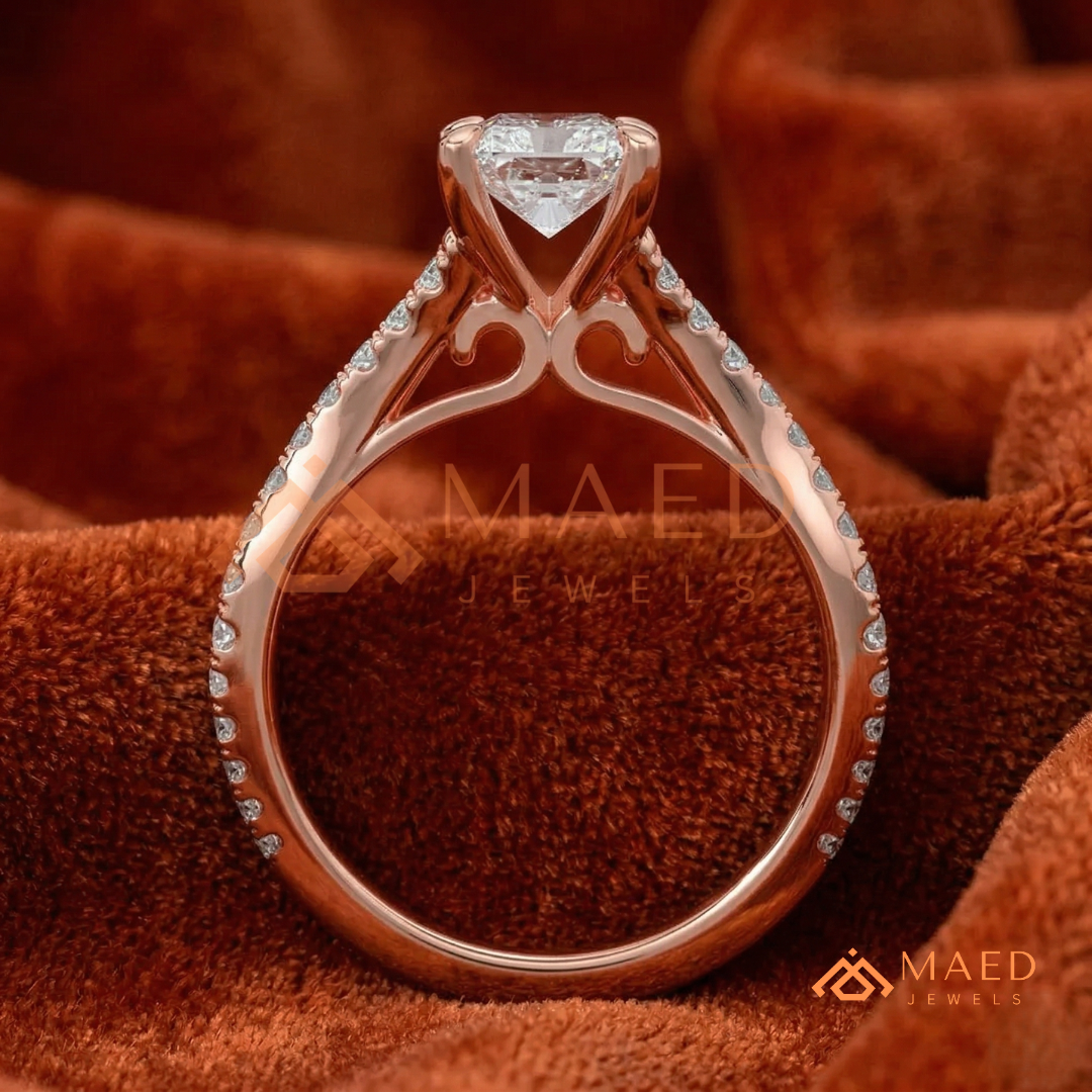 Radiant Cut Criss-Cross Engagement Ring in Sterling Silver, 14K Gold & 14K Rose Gold