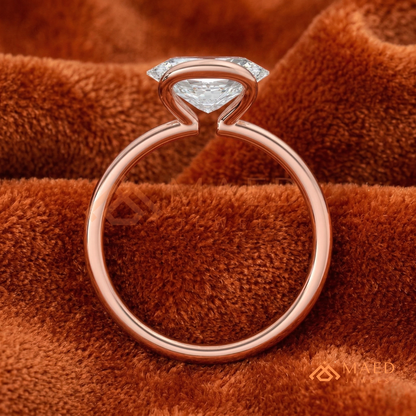 Horizontal Oval Half-Bezel Minimalist Engagement Ring in Silver, 14K Yellow Gold, or Rose Gold