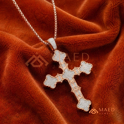 Byzantine Clover Cross Pendant – Iced Out Micro Pave Statement Necklace