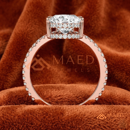 Pear Cut Chevron Engagement Ring in Sterling Silver, 14K Gold & 14K Rose Gold