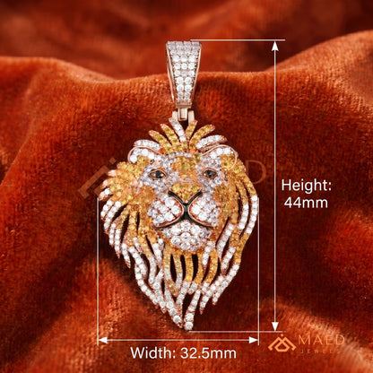 Majestic Lion Head Statement Pendant – Iced Out Diamond-Style Medallion