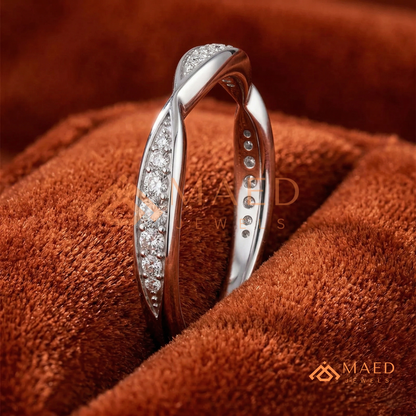 The Interlocking Twist Eternity Band – 2-Row Micro-Pavé Braided Ring (Sterling Silver, 14K Yellow, White, or Rose Gold)
