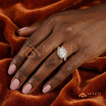 Marquise Cut Bypass Cocktail Ring in Sterling Silver, 14K Gold & 14K Rose Gold