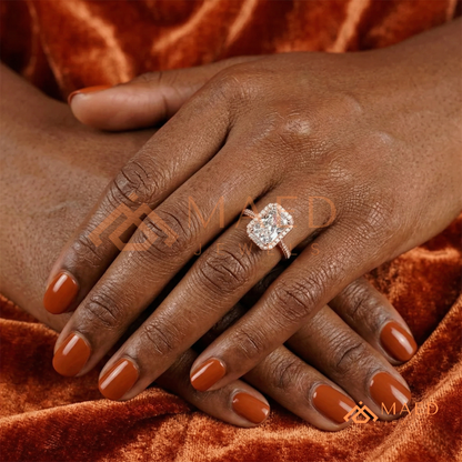Radiant Cut Halo Engagement Ring in Sterling Silver, 14K Gold & 14K Rose Gold