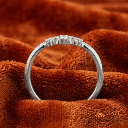 Pear and Round Cluster Curved Stackable Anniversary Ring – Silver, Yellow & Rose Gold