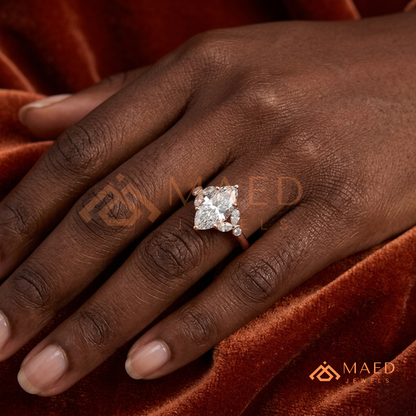 Vintage Marquise Flora Diamond Simulant Ring in 14K Yellow Gold, Rose Gold & Silver