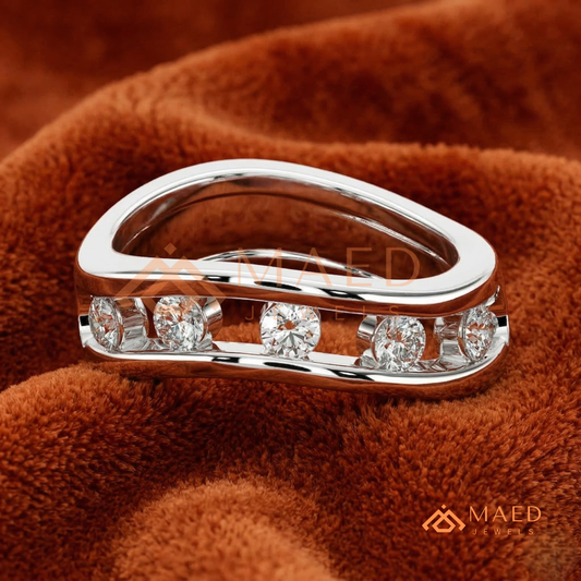 Contoured Open-Channel Diamond Ring | Silver, 14K Yellow & Rose Gold