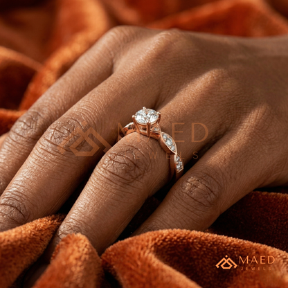 Marquise Accent Solitaire Engagement Ring – Minimalist Diamond Ring