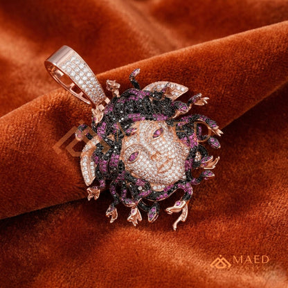 Fully Flooded Multi-Color Medusa Head Charm – Exotic Serpent Pendant