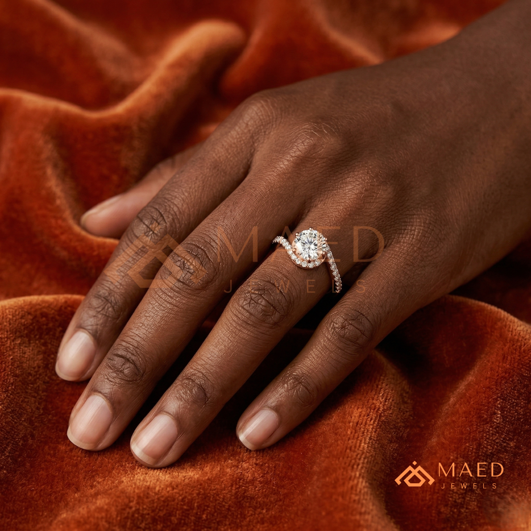 Ethereal Swirl Halo [Gemstone Type] Ring in 14K Yellow Gold, Rose Gold & Silver
