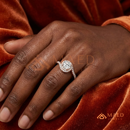 Moissanite Bypass Halo Engagement Ring in 14K Gold, Rose Gold & Sterling Silver | Twisted Pave Diamond Accent Ring for Women
