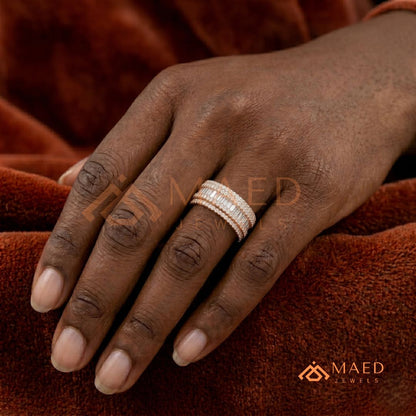 5-Row Hybrid Eternity Cigar Ring – Silver, 14K Yellow & Rose Gold