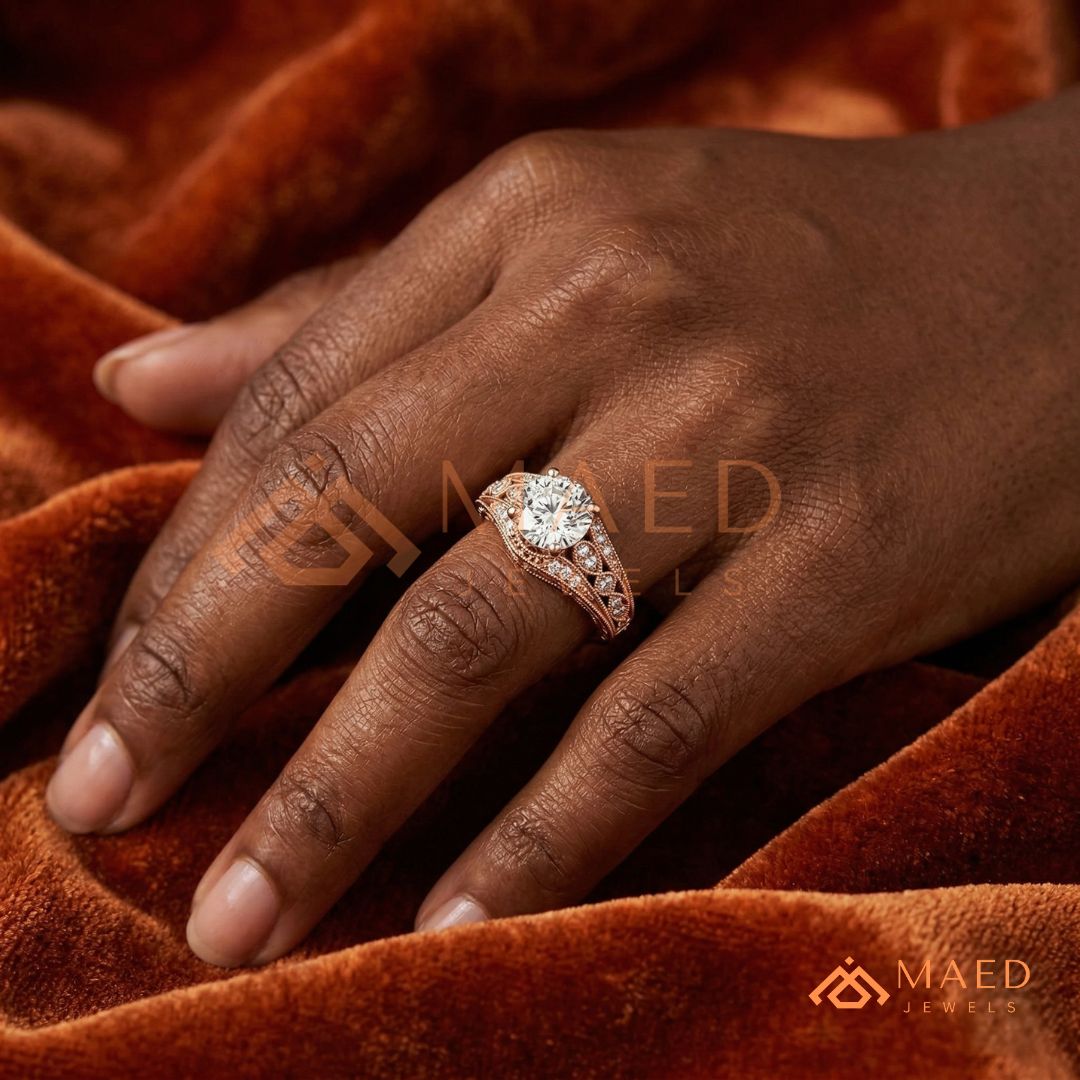 Vintage Filigree Engagement Ring – Art Deco Inspired Diamond Ring