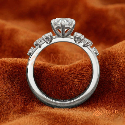 Vintage Marquise Cut Cluster Engagement Ring in 14K Gold, Rose Gold & Silver