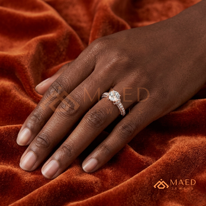 Classic Round Brilliant Solitaire Engagement Ring with Pavé Band
