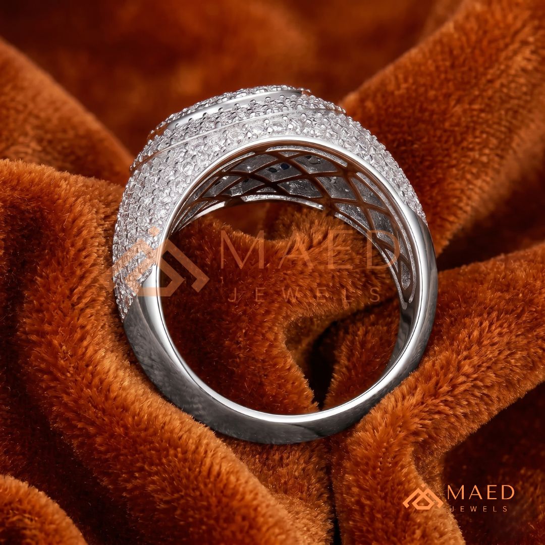Heavy Square Iced Baguette Signet Ring – 925 Silver, 14K Gold & Rose Gold