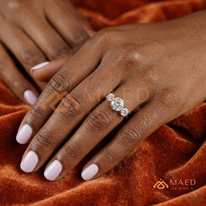 Three-Stone Round Cut Engagement Ring | Classic Trilogy Setting in 14K Gold, Rose Gold & Silver
