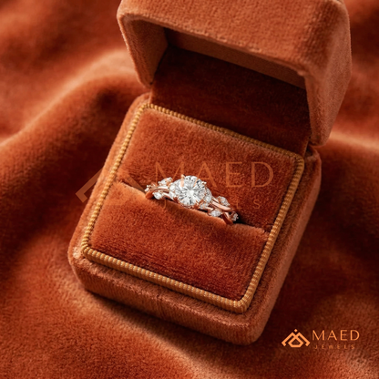 Nature Inspired Twisted Vine Engagement Ring in 14K Gold, Rose Gold & Silver
