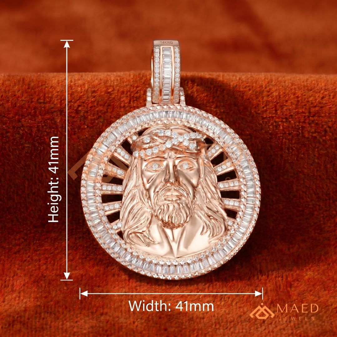 Diamond Jesus Piece Medallion Pendant | 14K Gold, Rose Gold & Sterling Silver