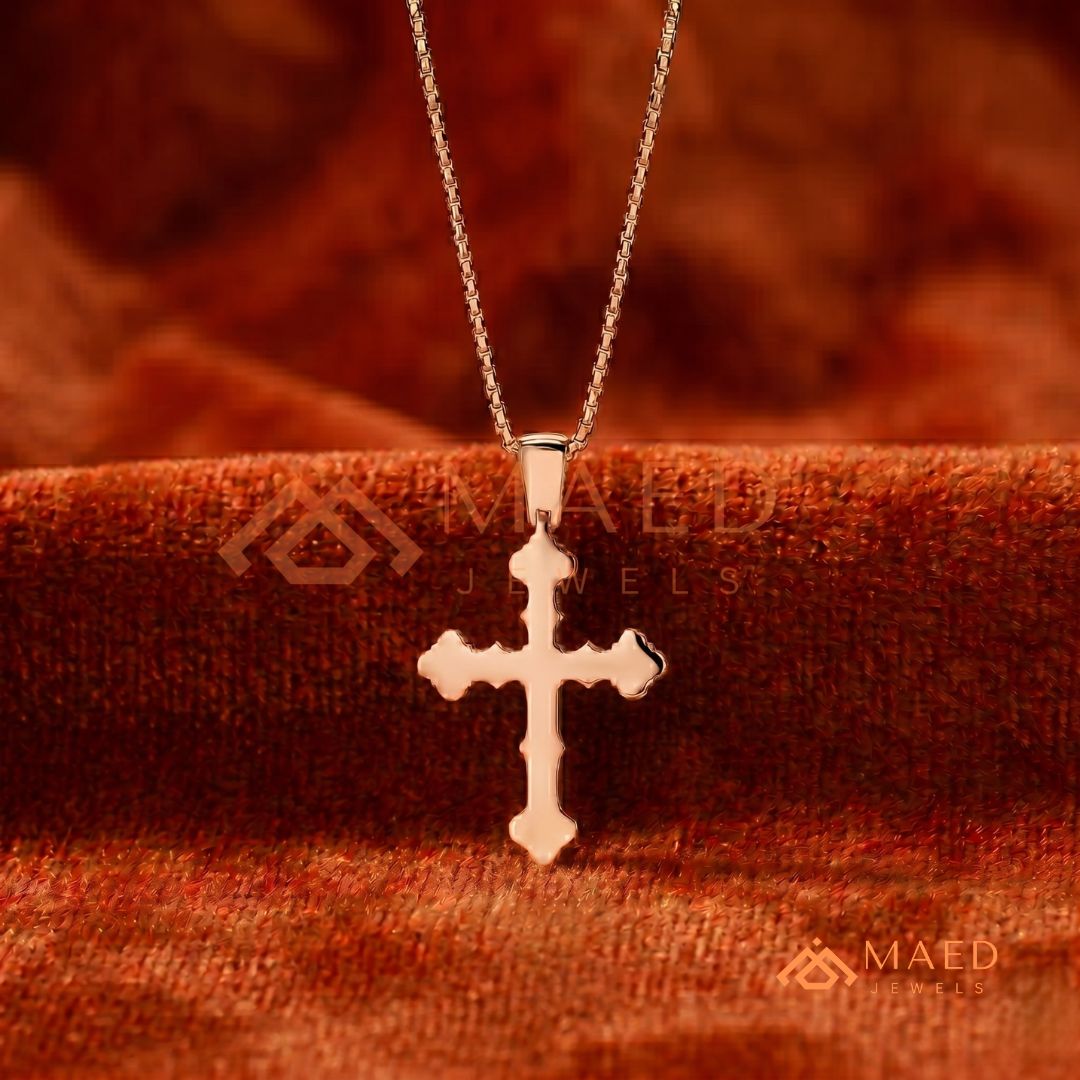 The Cathedral Pavé Cross | Ornate Trefoil Gothic Crucifix Pendant