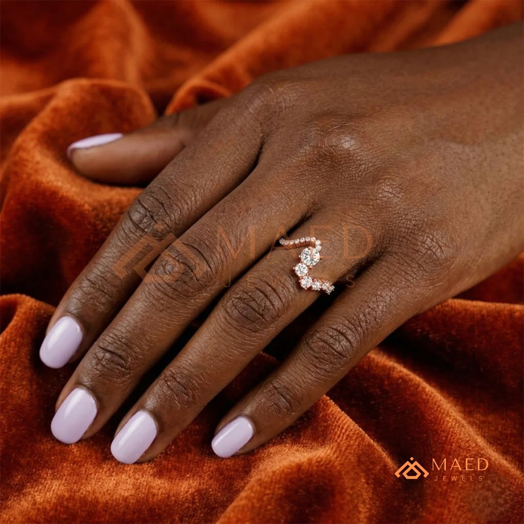 Nature-Inspired Radiant Cut Three-Stone Engagement Ring with Thorn Band in Silver, 14K Gold & Rose Gold
