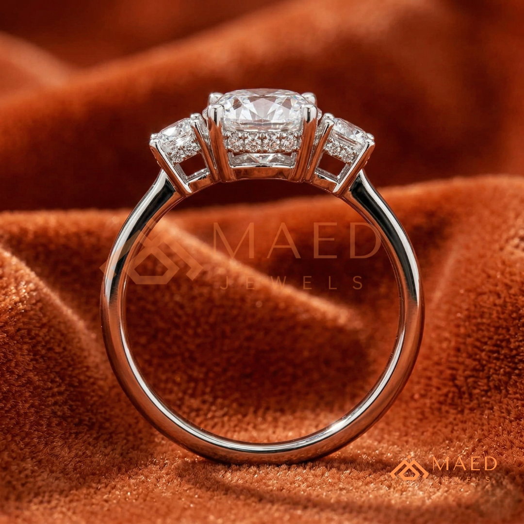 : Oval Cut 3-Stone Engagement Ring in Sterling Silver, 14K Gold & 14K Rose Gold