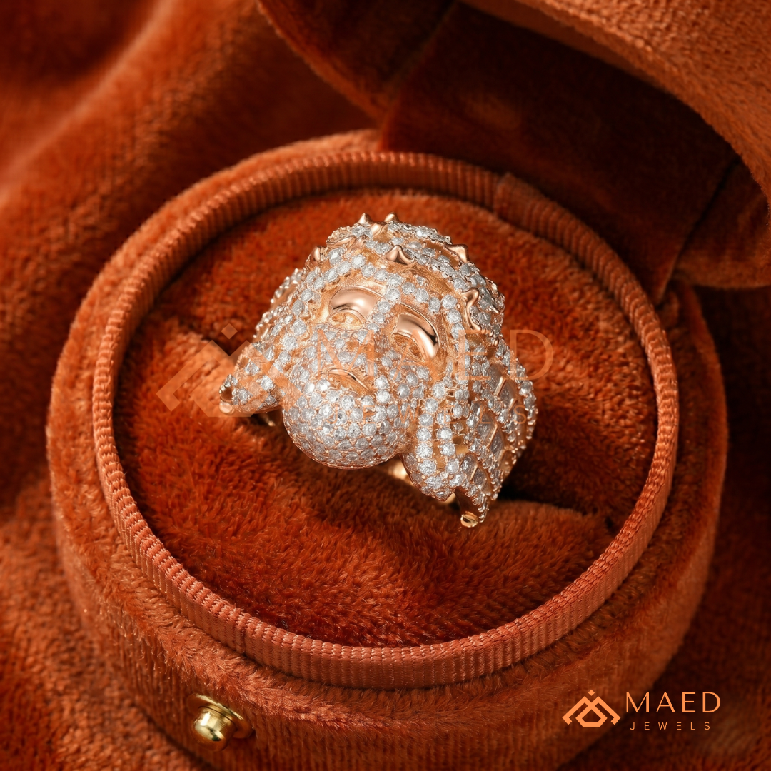 Men's Fully Iced-Out Jesus Piece Ring | Sterling Silver, 14K Gold & Rose Gold