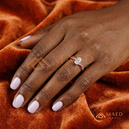 Oval Cut Twisted Infinity Engagement Ring in 14K Gold, Rose Gold & Silver | Entwined Pave Moissanite Wedding Ring for Women
