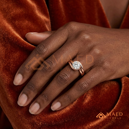 Marquise Cut Solitaire Engagement Ring with Multi-Row Pavé Band – Silver, 14K Gold, or 14K Rose Gold