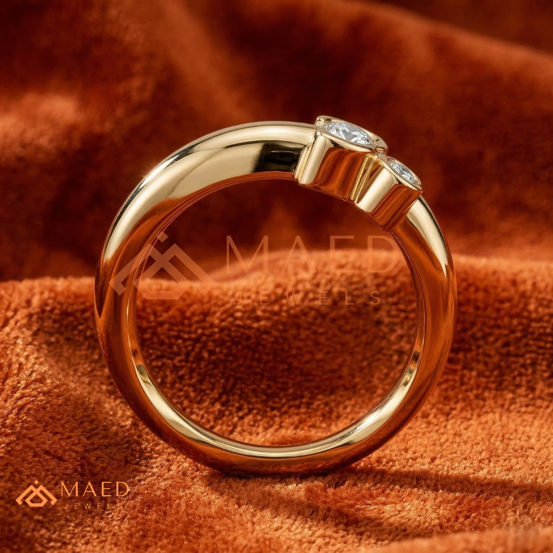 Cluster Petal Ring in 14K White Gold | Botanical Bezel Band