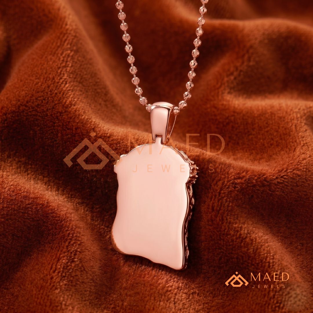 Iced Out Jesus Piece Pendant Necklace in Sterling Silver & 14K Gold