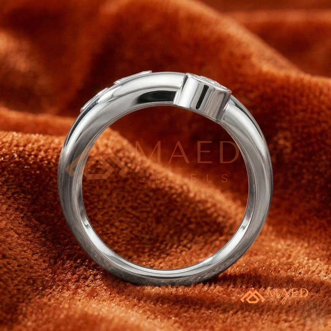 Modern Floating Three-Stone Toi et Moi Ring – Silver, 14K Yellow & Rose Gold
