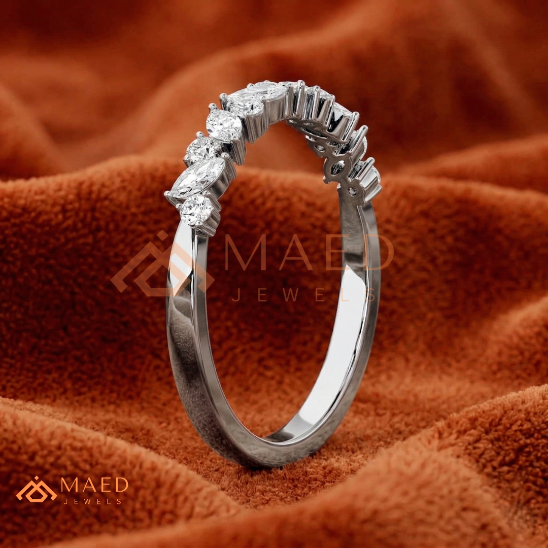 Aria Floating Marquise Cluster Eternity Band | Silver, 14K Yellow, & Rose Gold