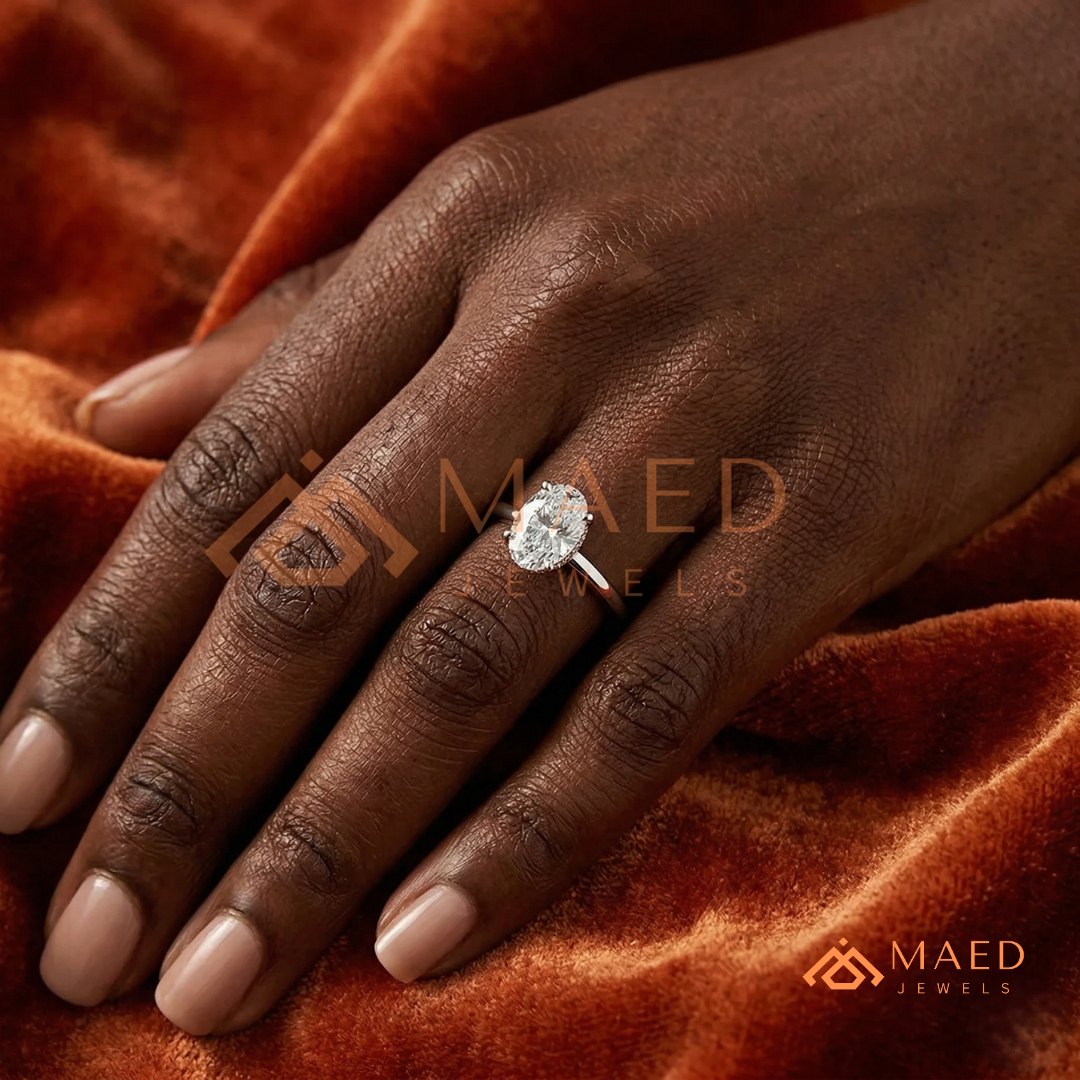 Classic Oval Cut Solitaire Engagement Ring in Silver, 14K Gold, & 14K Rose Gold