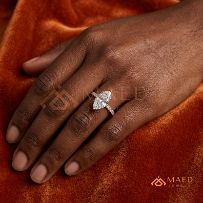Classic Marquise [Gemstone Type] Solitaire Accent Ring in 14K Yellow Gold, Rose Gold & Silver