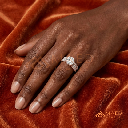 Multi-Row Pavé Split-Shank Engagement Ring – Glamour Diamond Ring