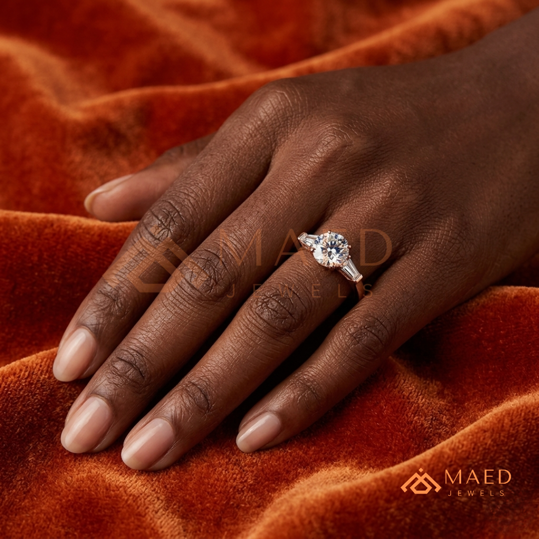 Classic 3-Stone Tapered Baguette Ring in 14K Yellow Gold, Rose Gold & Sterling Silver