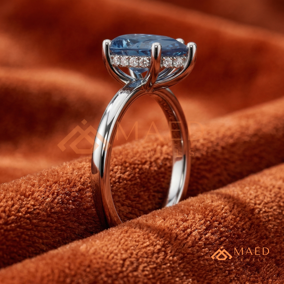 The Oceanne Pear Cut Solitaire Ring | Silver, 14K Yellow, & Rose Gold