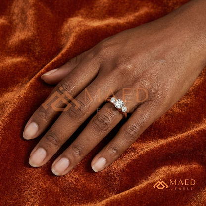 The Trinity Round Brilliant Past Present Future Ring – Silver, 14K Yellow & Rose Gold