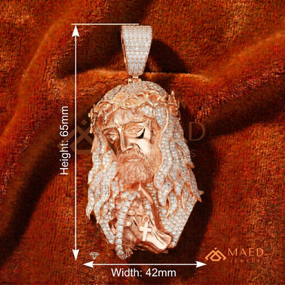 Iced Out Jesus Piece Pendant | 14K Gold, Rose Gold & Sterling Silver