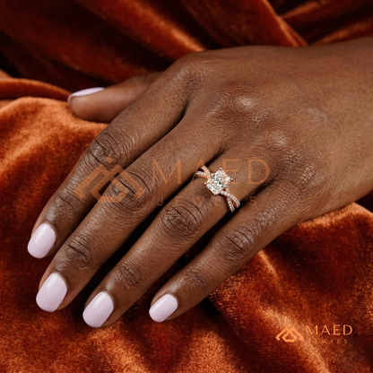 Nature-Inspired Radiant Cut Three-Stone Engagement Ring with Thorn Band in Silver, 14K Gold & Rose Gold