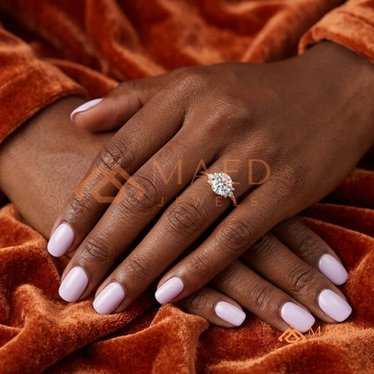 Round Brilliant Cut Ring with Marquise Floral Cluster | 14k Gold, Rose Gold & Silver