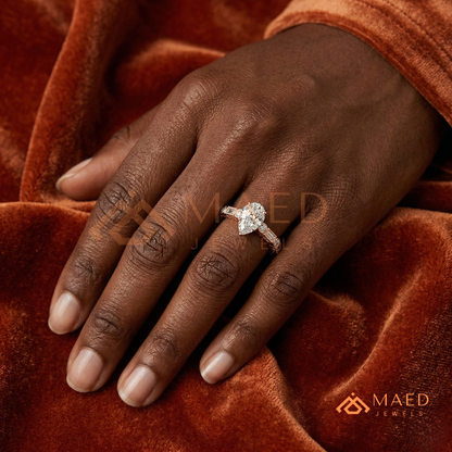 Vintage Pear Cut Multi-Stone Engagement Ring | 14K Gold, Rose Gold & Silver