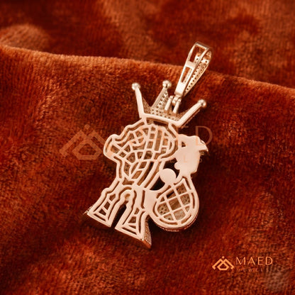Money Bag King Diamond Pendant - 14K Gold, Rose Gold & Sterling Silver Hip Hop Charm