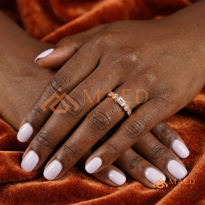 Vintage Emerald Cut Art Deco Engagement Ring in 14K Gold, Rose Gold & Silver