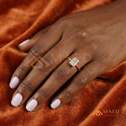 Radiant Cut Diamond Bezel Solitaire Ring | 14k Gold, Rose Gold & Sterling Silver