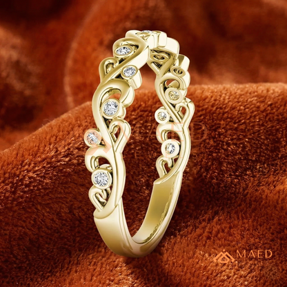 The Amoret Crown Band | Delicate Bezel Diamond Tiara Wave Ring