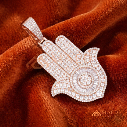 Iced Out Hamsa Hand Statement Pendant – Protective Symbol Medallion