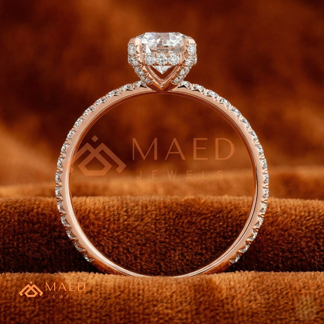 Classic Solitaire Engagement Ring with Pavé Band