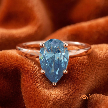The Oceanne Pear Cut Solitaire Ring | Silver, 14K Yellow, & Rose Gold